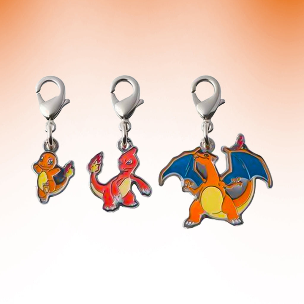 Charmander, Charmleon & Charizard - Pokemon Center Japan National Pokedex Metal Charm