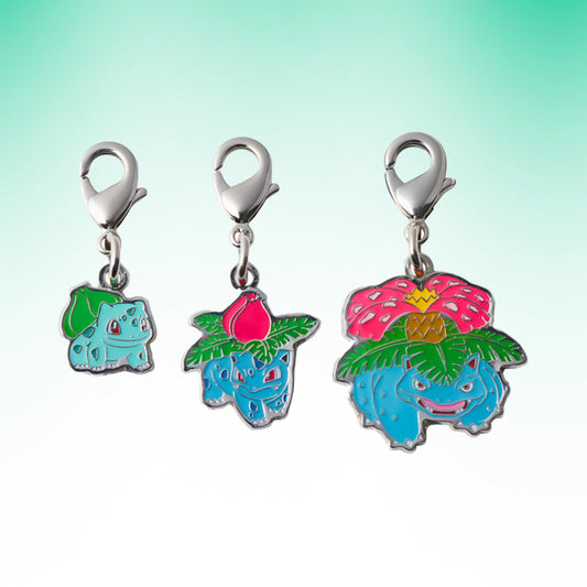Bulbasaur, Ivysaur & Venusaur - Pokemon Center Japan National Pokedex Metal Charm